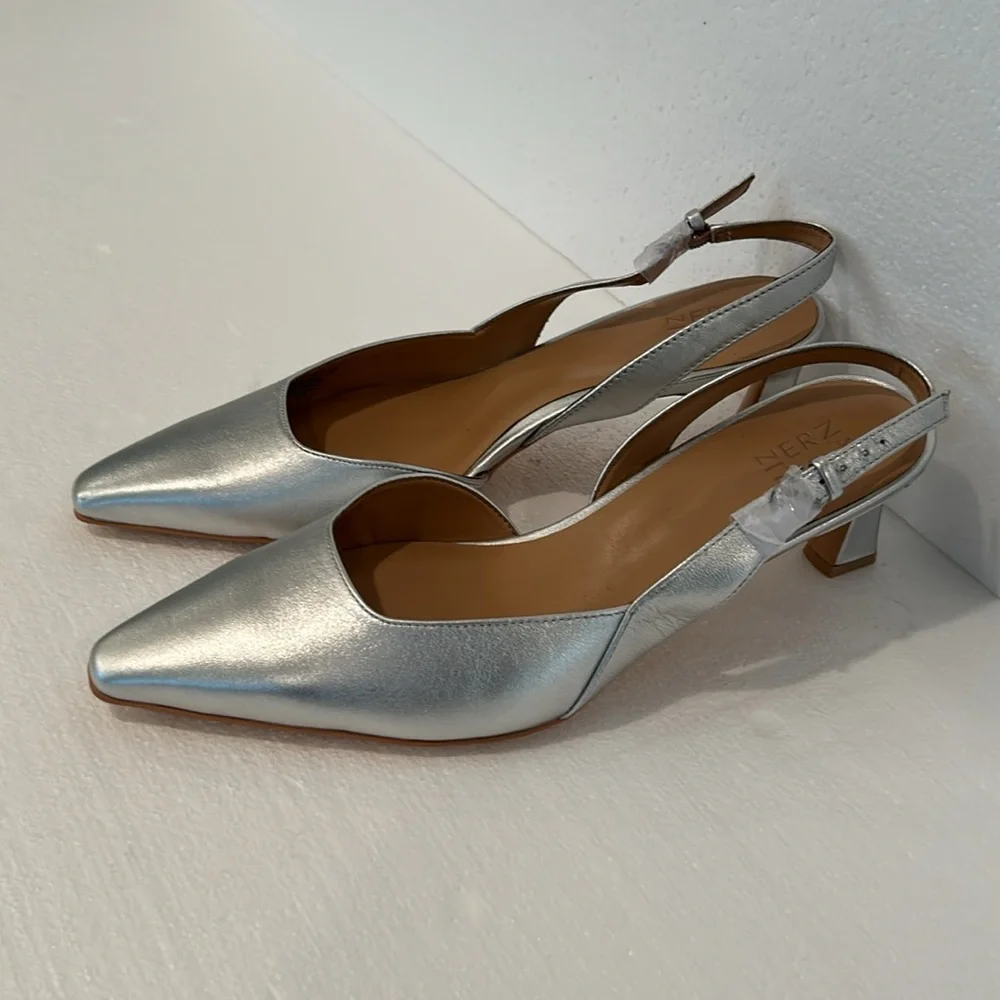 New Naturalizer DALARY SLINGBACK PUMP in Silver Leather, sz 12M - Picture 2 of 8